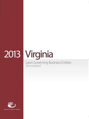 cover image of CSC Virginia Laws Governing Business Entities